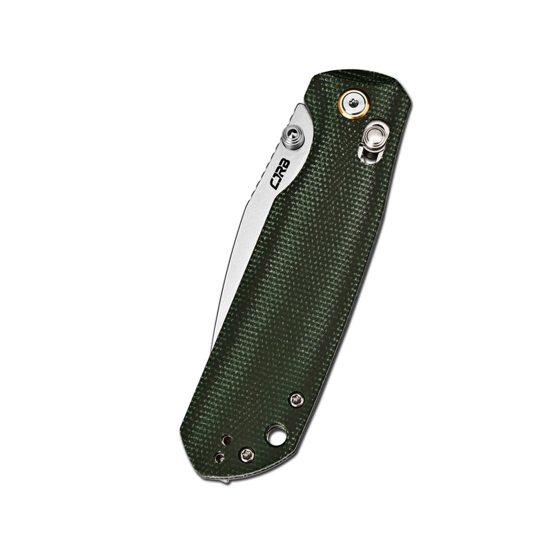 CJRB Mega Maximal Thumb Stud & Crossbar Lock Knife Green Micarta Handle(3.43'' AR-RPM9 Steel Stone Wash Blade) J1954L-MGN