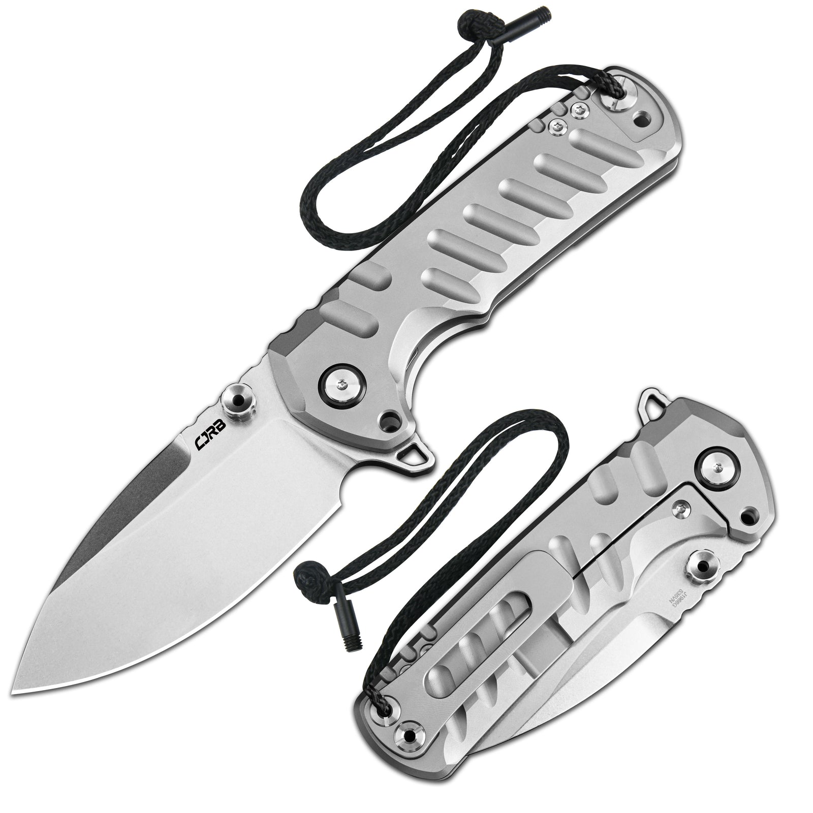 CJRB Tundra Flipper &Thumb Stud & Locking Pin & Frame Lock Tatical Knife Titanium Handle (3.78'' Stone Wash CPM S35VN Blade) J1966G-GY (Limited Edition)