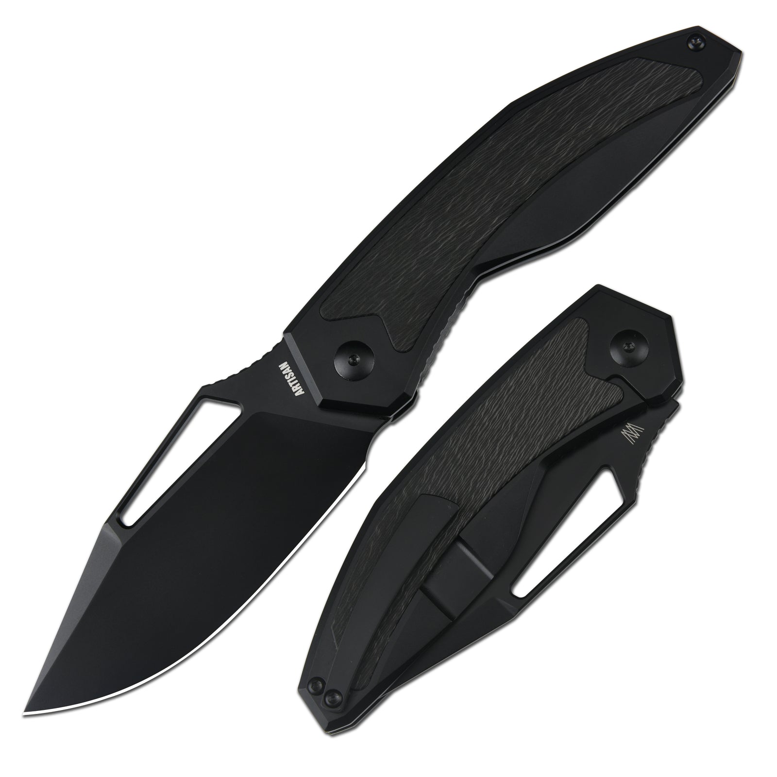 ArtisanCutlery Fragarach ATZ-1879G S90V Blade Titanium Handle Folding Knives Black PVD Coating + Sidecut