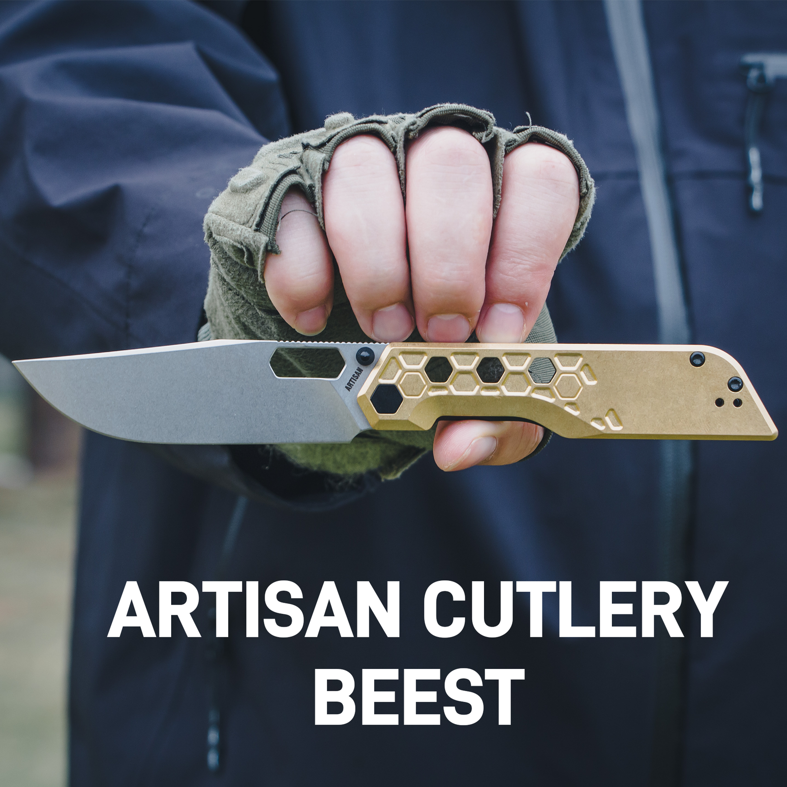 Artisan Cutlery Beest ATZ-1878P AR-RPM9 Blade Brass Handle Folding Knives
