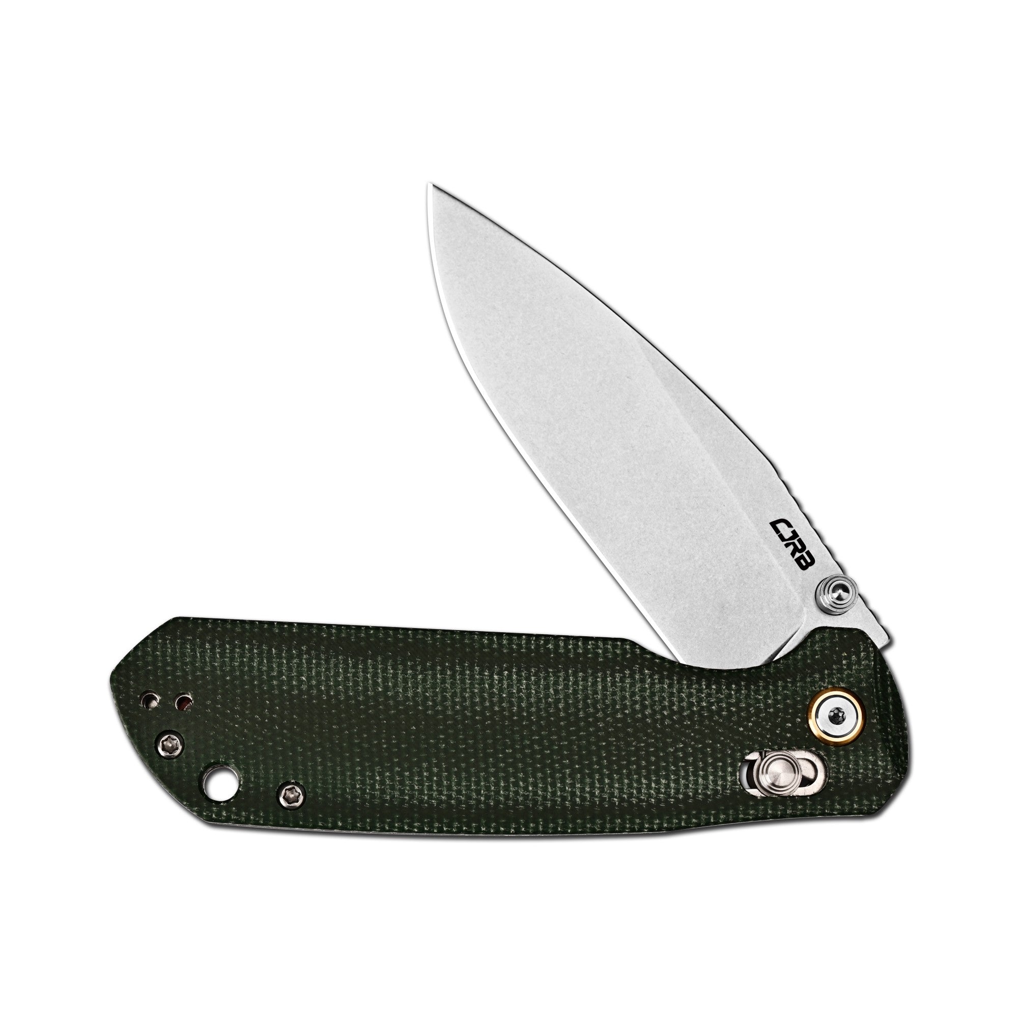 CJRB Mega Maximal Thumb Stud & Crossbar Lock Knife Green Micarta Handl