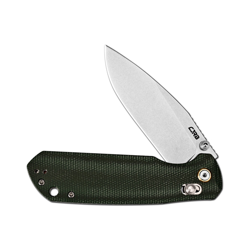 CJRB Mega Maximal Thumb Stud & Crossbar Lock Knife Green Micarta Handle(3.43'' AR-RPM9 Steel Stone Wash Blade) J1954L-MGN