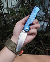 ArtisanCutlery Crusoe ATZ-1869G S90V Blade Titanium Damascus Handle Folding Knives