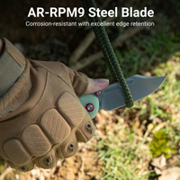 CJRB Bowie Pyrite Thumb Stud & Top Liner Lock Folding Knife G10(Glow In the Dark) Handle (3.35'' AR-RPM9 Steel Stone Wash Blade) J1942X-GD