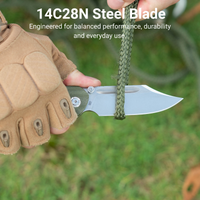 CJRB Bowie Pyrite Thumb Stud & Top Liner Lock Folding Knife Natural Micarta Handle (3.35'' Stone Wash 14C28N Steel Blade) J1942X-NM (Exclusive)