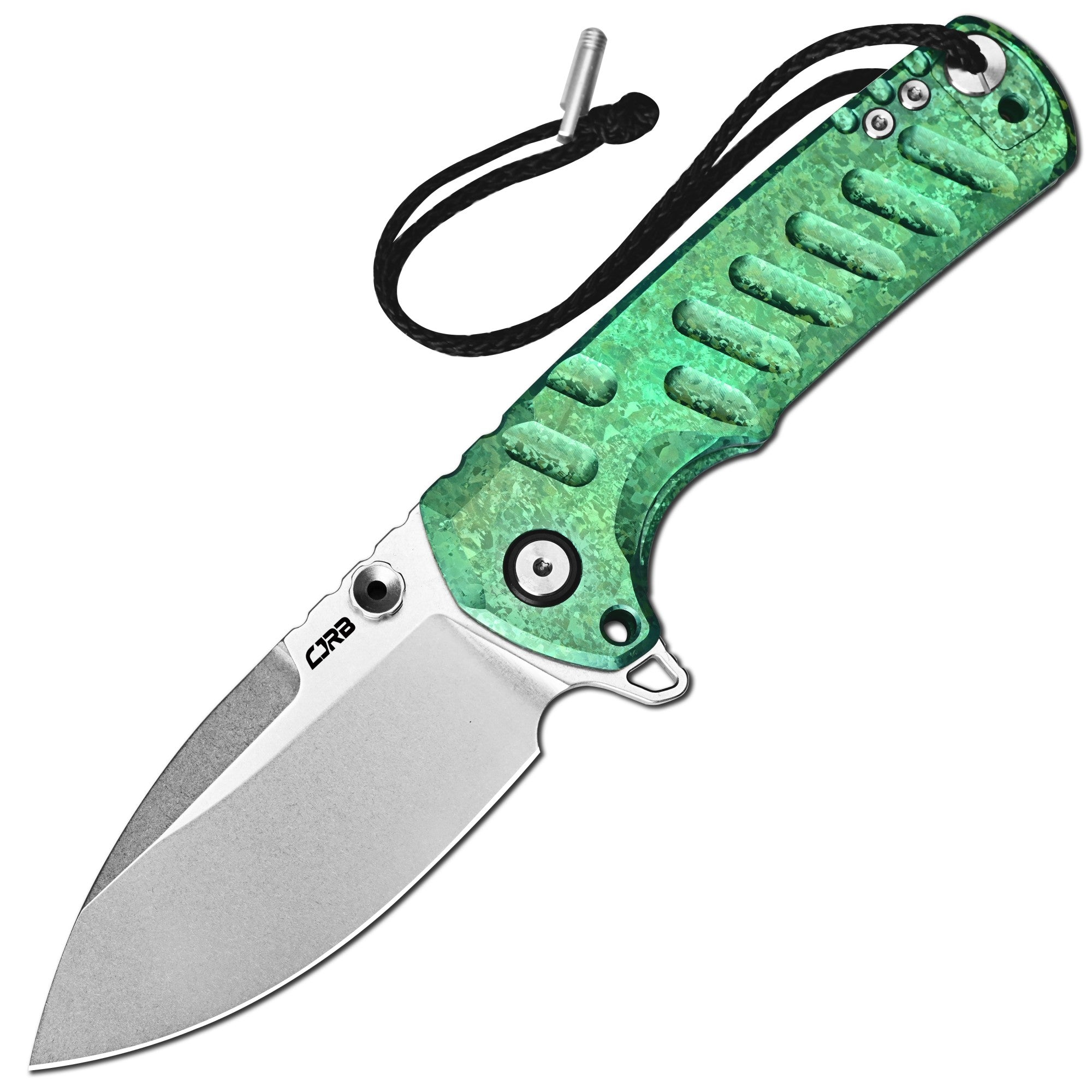 CJRB Tundra Flipper &Thumb Stud & Locking Pin & Frame Lock Tatical Knife Crystal Titanium Handle (3.78'' Stone Wash CPM S35VN Blade) J1966G-CGN (Limited Edition)