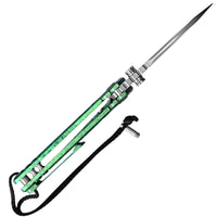 CJRB Tundra Flipper &Thumb Stud & Locking Pin & Frame Lock Tatical Knife Crystal Titanium Handle (3.78'' Stone Wash CPM S35VN Blade) J1966G-CGN (Limited Edition)