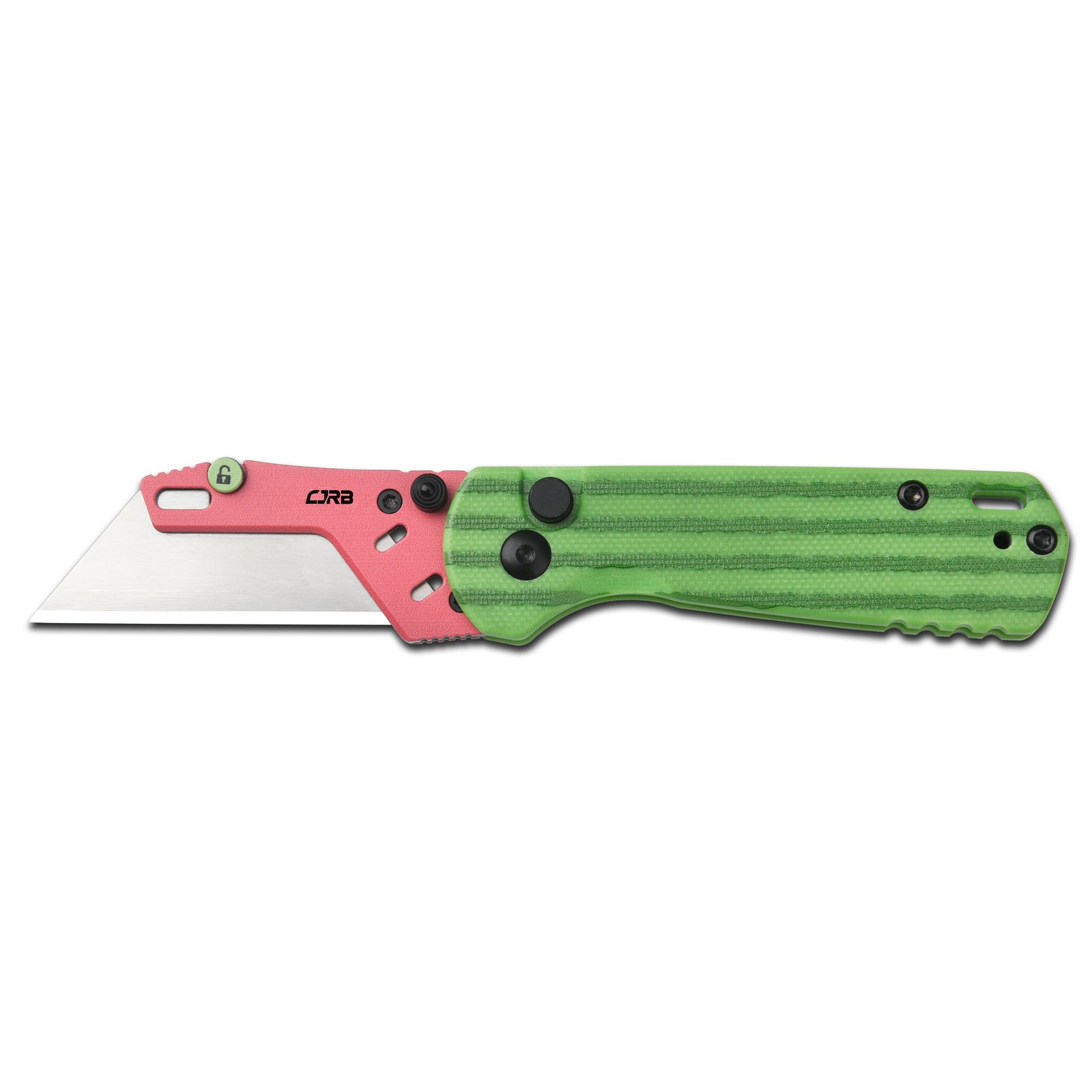 CJRB Boxer J1967 G10 Handle Folding Utility Knife, with 10 Extra Blades Green Watermelon