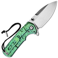 CJRB Tundra Flipper &Thumb Stud & Locking Pin & Frame Lock Tatical Knife Crystal Titanium Handle (3.78'' Stone Wash CPM S35VN Blade) J1966G-CGN (Limited Edition)