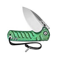 CJRB Tundra Flipper &Thumb Stud & Locking Pin & Frame Lock Tatical Knife Crystal Titanium Handle (3.78'' Stone Wash CPM S35VN Blade) J1966G-CGN (Limited Edition)