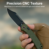 CJRB Bowie Pyrite Thumb Stud & Top Liner Lock Folding Knife Green CNC G10 Textured Handle (3.35'' AR-RPM9 Steel Black PVD Coating Blade) J1942X-BGN