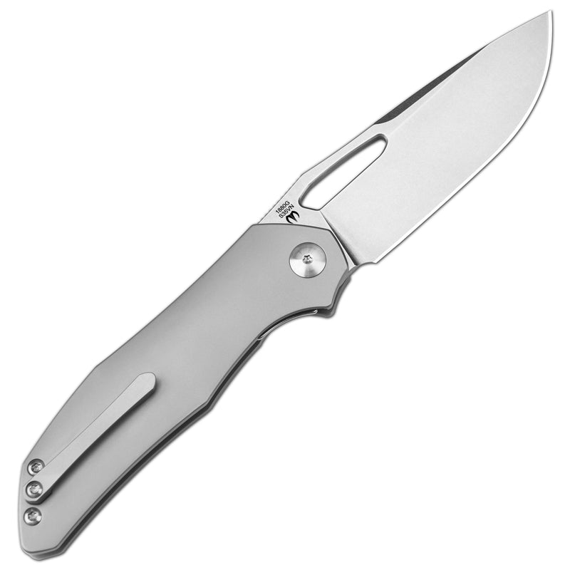Artisan Cutlery Keras Liner Lock Front Flipper Knife Titanium Handle (3.31'' Stone Wash S35VN Blade) 1880G-GY