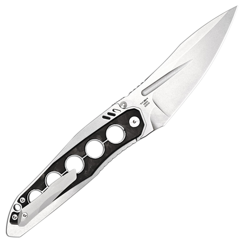 ArtisanCutlery Sudden Flipper & Liner Lock Tactical EDC Folding Knife Carbon Fiber & Steel Handle (4.17" S35VN Steel Stonewash Blade) 1890G-CF