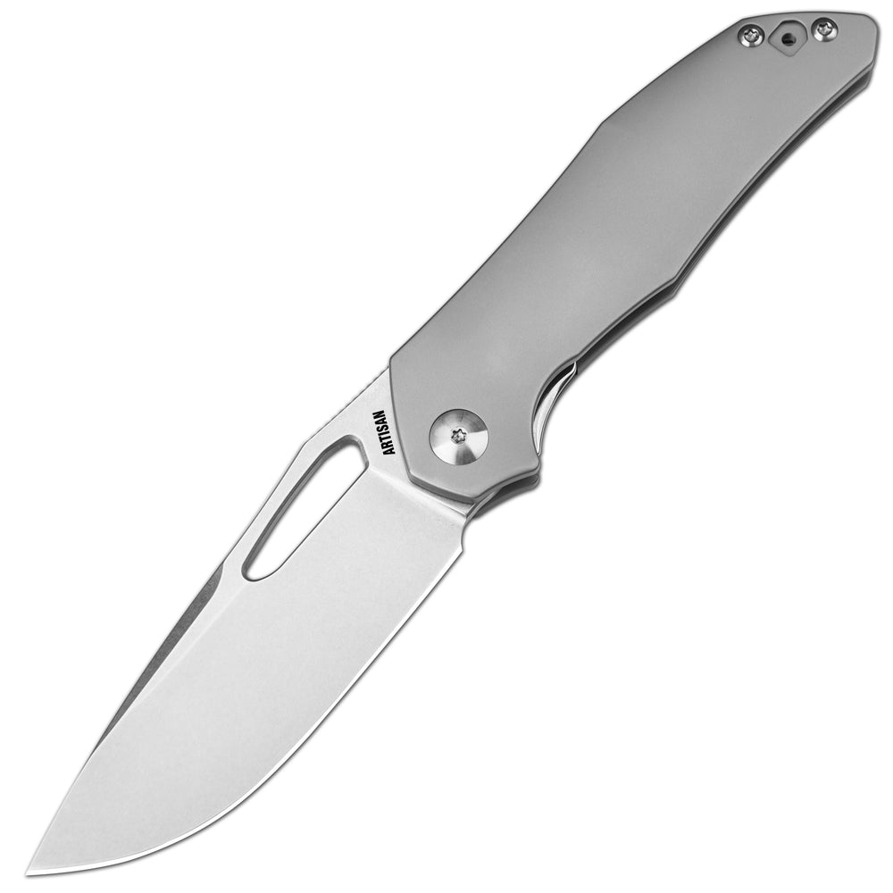 Artisan Cutlery Keras Liner Lock Front Flipper Knife Titanium Handle (3.31'' Stone Wash S35VN Blade) 1880G-GY