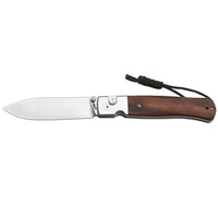 CJRB Glacier Button Lock Knife Smooth Steel + Wood Handle (3.54'' Sand polish AR-RPM9 Blade) J1961-WD