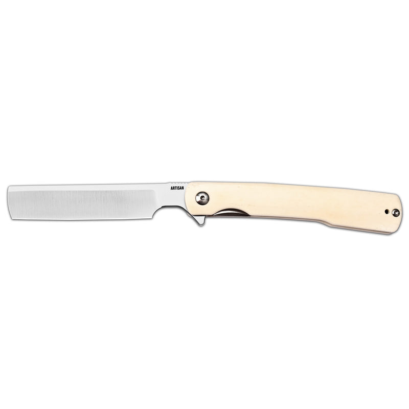 ArtisanCutlery Orthodox V2 Flipper & Liner Lock Knife Bovine Bone Handle (3.54'' Sand Polish CPM S45VN Blade) 1883G-BB