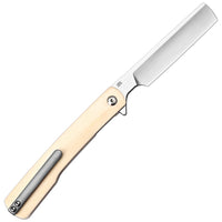 ArtisanCutlery Orthodox V2 Flipper & Liner Lock Knife Bovine Bone Handle (3.54'' Sand Polish CPM S45VN Blade) 1883G-BB