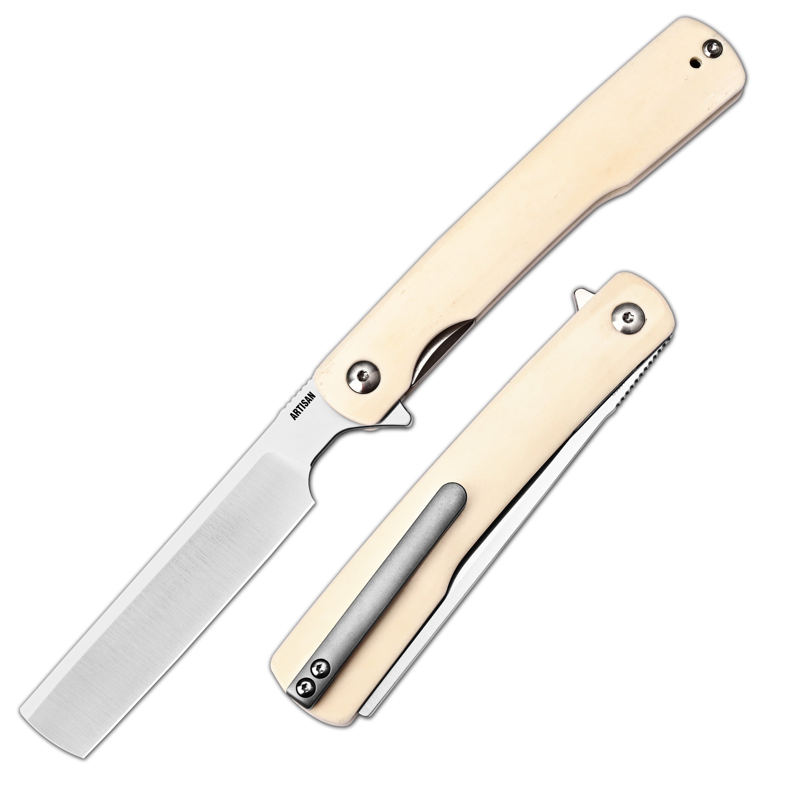 ArtisanCutlery Orthodox V2 Flipper & Liner Lock Knife Bovine Bone Hand
