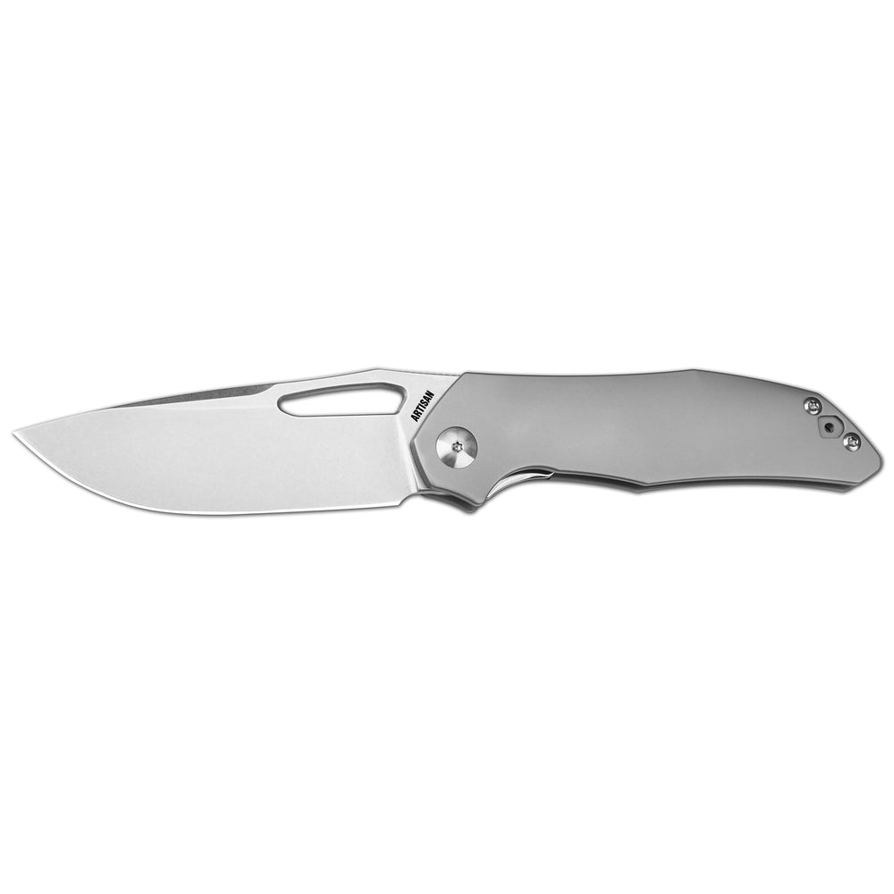 Artisan Cutlery Keras Liner Lock Front Flipper Knife Titanium Handle (3.31'' Stone Wash S35VN Blade) 1880G-GY