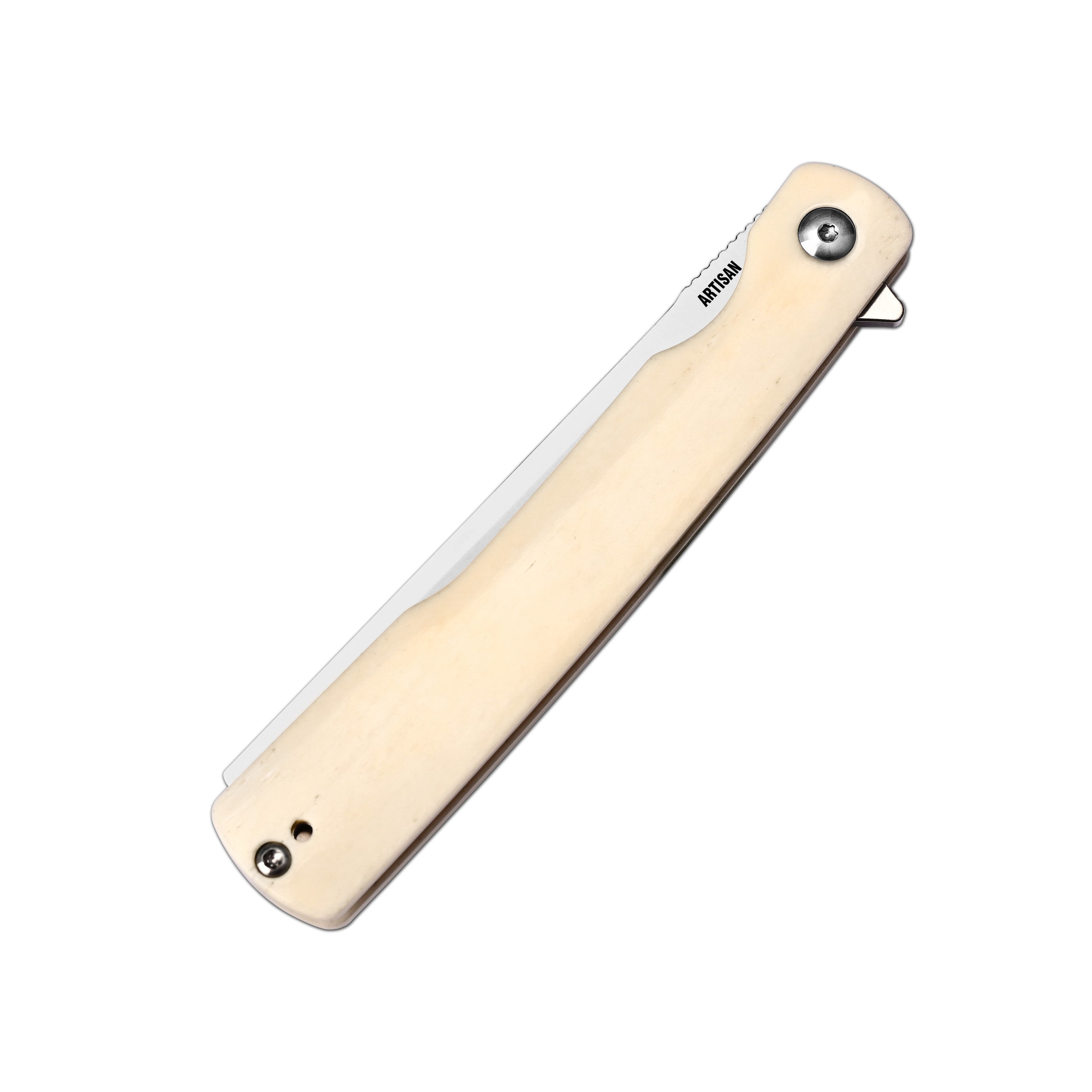 ArtisanCutlery Orthodox V2 Flipper & Liner Lock Knife Bovine Bone Hand