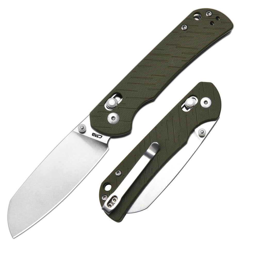 CJRB Lyrid J1953 AR-RPM9 Steel Blade G10 Handle Folding Knives - Stone Wash/Green G10 (J1953-GN)