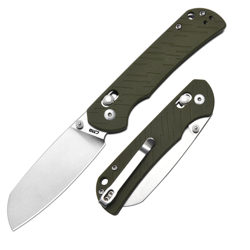 CJRB Lyrid J1953 AR-RPM9 Steel Blade G10 Handle Folding Knives - Stone Wash/Green G10 (J1953-GN)
