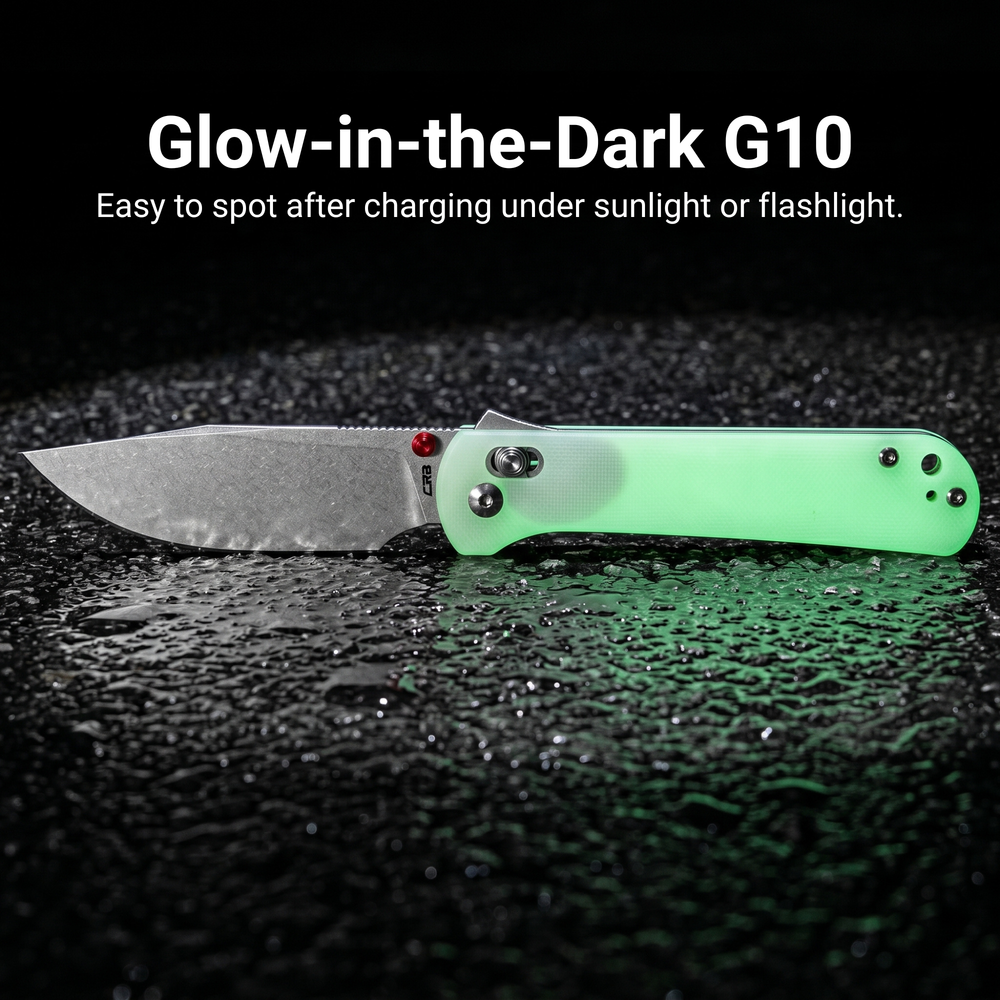 CJRB Bolt Recoil Lock V2 & Thumb Stud G10(Glow In the Dark) Handle (3.25'' Stone Wash AR-RPM9 Blade) J1960-GD