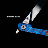 CJRB Lanky Thumb Stud & Front Flipper Liner Lock EDC Knife Titanium Damascus Handle Steel Clip(3.58'' CPM S90V Mirror Polish Blade) J1965G-TDB