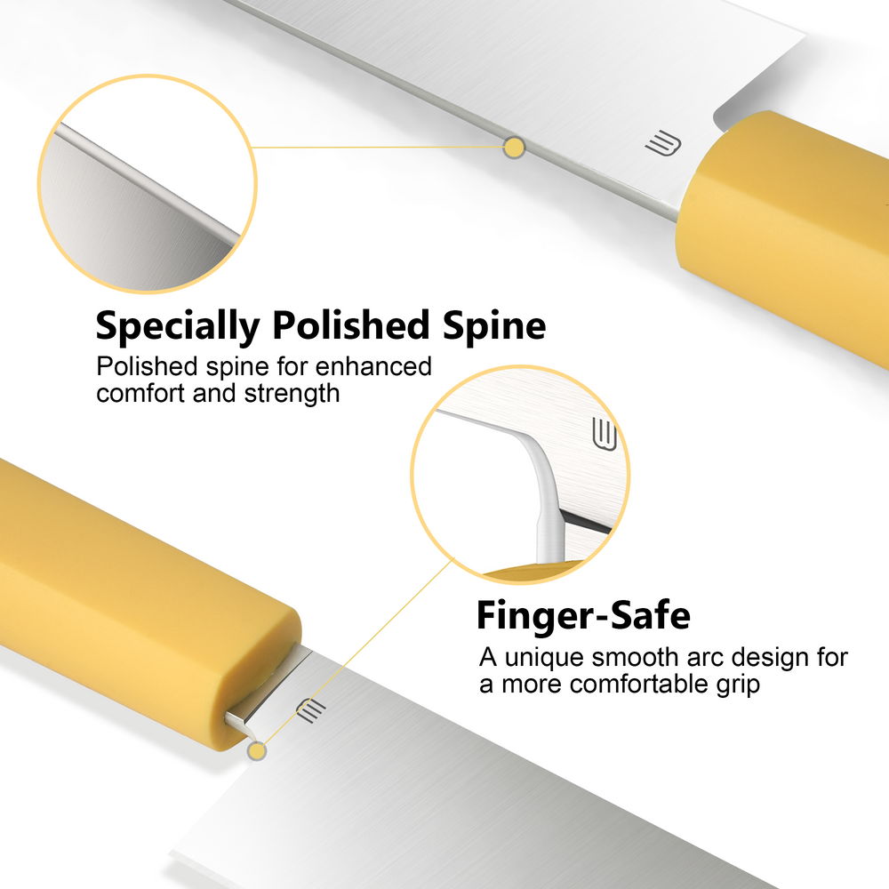 Butterfork Purest 8” Chef's Knife, AR-RPM9 Stainless Steel, Replaceable ABS Handle, Pale Yellow