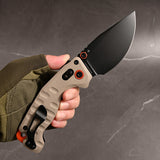 ArtisanCutlery Doubletap Recoil Lock Knife G10 Handle (3.86'' Black PVD Coating&Stone Wash D2 Blade) 1888P Prototype