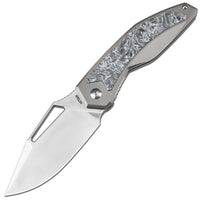 ArtisanCutlery Fragarach Frame Lock Thumb Hole Knife Titanium + Fat Carbon Handle (3.72'' Sand Polish S90V Blade) 1879G-DM