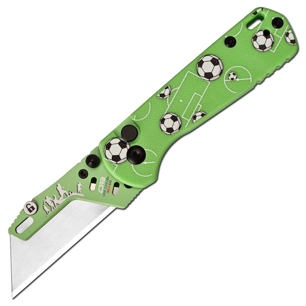 CJRB Boxer J1967 G10 Handle Folding Utility Knife, with 10 Extra Blades, Soccer Field Green Edition (Exclusive) J1967-GWC