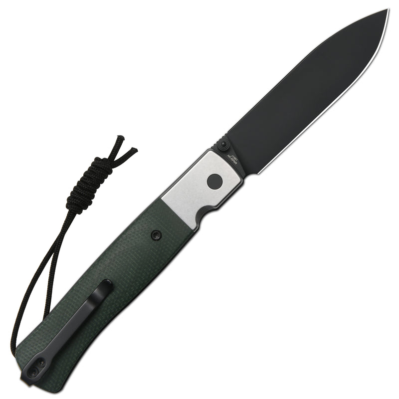 CJRB Glacier Button Lock Knife Smooth Steel + Micarta Handle (3.54'' Black PVD Coating AR-RPM9 Blade) J1961-BMGN