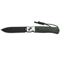 CJRB Glacier Button Lock Knife Smooth Steel + Micarta Handle (3.54'' Black PVD Coating AR-RPM9 Blade) J1961-BMGN