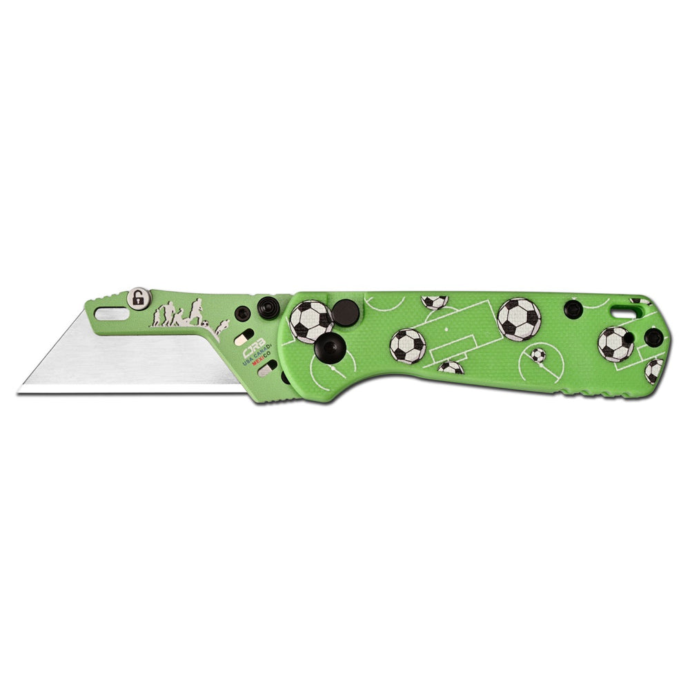 CJRB Boxer J1967 G10 Handle Folding Utility Knife, with 10 Extra Blades, Soccer Field Green Edition (Exclusive) J1967-GWC