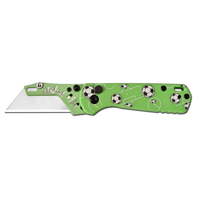 CJRB Boxer J1967 G10 Handle Folding Utility Knife, with 10 Extra Blades, Soccer Field Green Edition (Exclusive) J1967-GWC