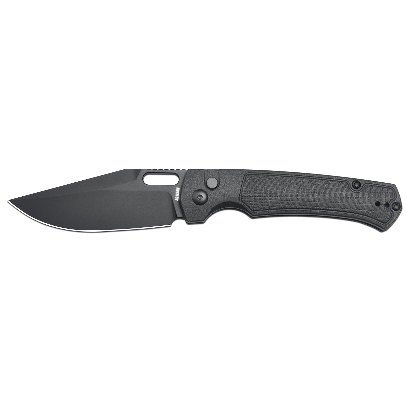 ARTISAN CUTLERY REVEL Button Lock Knife Black FRN Handle (3.54'' Black PVD Coating AR-RPM9 Blade) 1867P-BBK