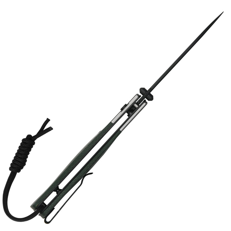 CJRB Glacier Button Lock Knife Smooth Steel + Micarta Handle (3.54'' Black PVD Coating AR-RPM9 Blade) J1961-BMGN