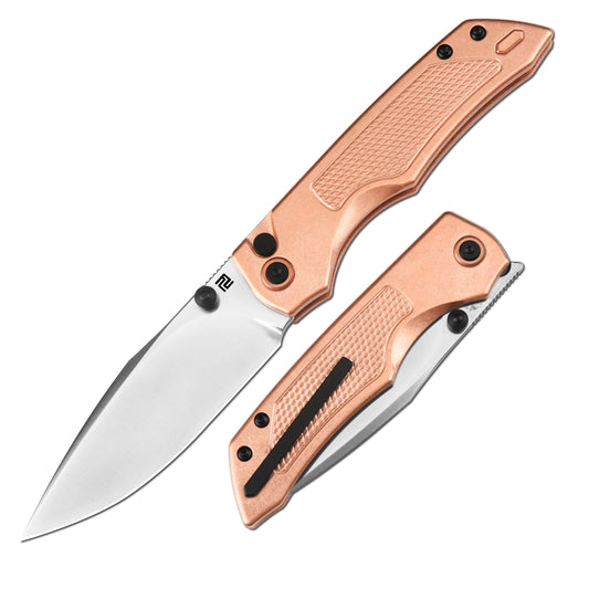 ArtisanCutlery Wizard ATZ-1870G S90V Steel Blade Copper Handle Folding Knives