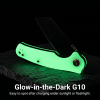 CJRB Crag Liner Lock & Flipper G10(Glow In the Dark) Handle (3.43'' AR-RPM9 Black PVD Coating Blade) J1904-BGD