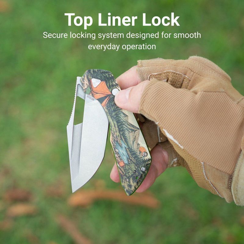 ArtisanCutlery Mousebird Thumb Hole Top Liner Lock EDC Knife 7075-T6 Aluminum Handle Titanium Clip(3'' N690 Stone Wash Blade ) 1889G-SAL