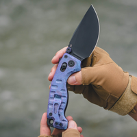 CJRB Doubletap Thumb Stud & Recoil Lock V2 Tatical Knife Crystal Titanium Handle(3.86'' CPM S35VN Steel Black PVD Coating Blade) J1970-CPU