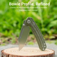 CJRB Bowie Pyrite Thumb Stud & Top Liner Lock Folding Knife Natural Micarta Handle (3.35'' Stone Wash 14C28N Steel Blade) J1942X-NM (Exclusive)