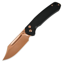CJRB Bowie Pyrite J1942 AR-RPM9 Steel Blade Rose Gold Steel Handle Folding Knives