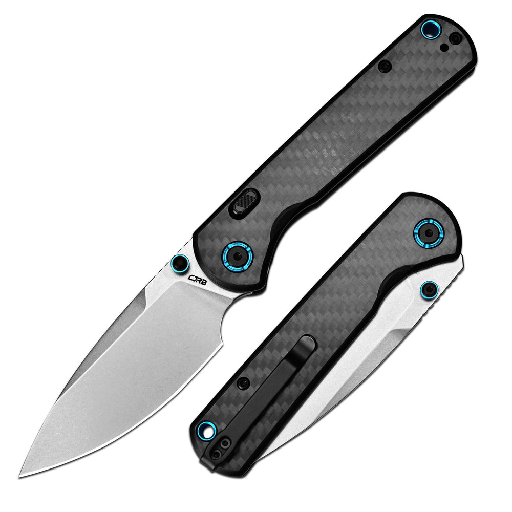 CJRB Latitude Thumb Stud & Top Liner Lock Folding Knife Carbon Fiber Handle (3.47'' Stone Wash CPM S35VN Blade) J1975-CF (Exclusive)