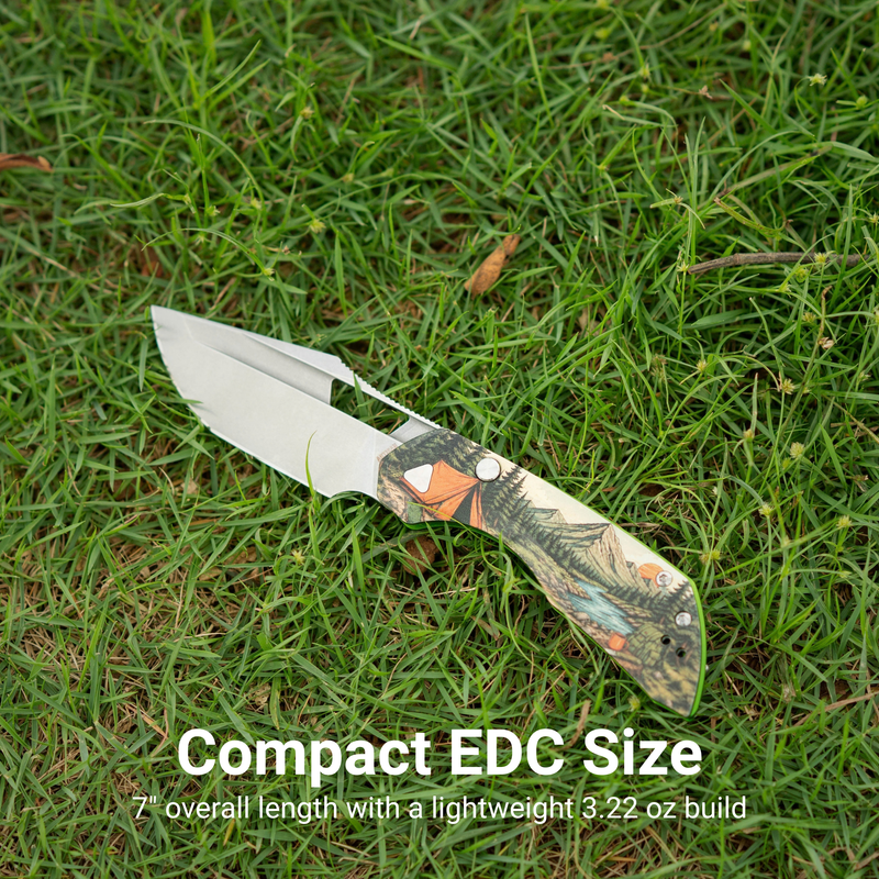 ArtisanCutlery Mousebird Thumb Hole Top Liner Lock EDC Knife 7075-T6 Aluminum Handle Titanium Clip(3'' N690 Stone Wash Blade ) 1889G-SAL