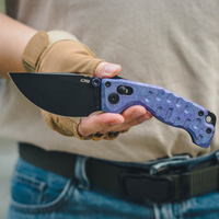 CJRB Doubletap Thumb Stud & Recoil Lock V2 Tatical Knife Crystal Titanium Handle(3.86'' CPM S35VN Steel Black PVD Coating Blade) J1970-CPU