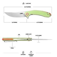 CJRB Gobi Flipper & Liner Lock G10(Glow In the Dark) Handle (3.5'' Stone Wash AR-RPM9 Blade) J1906-GD
