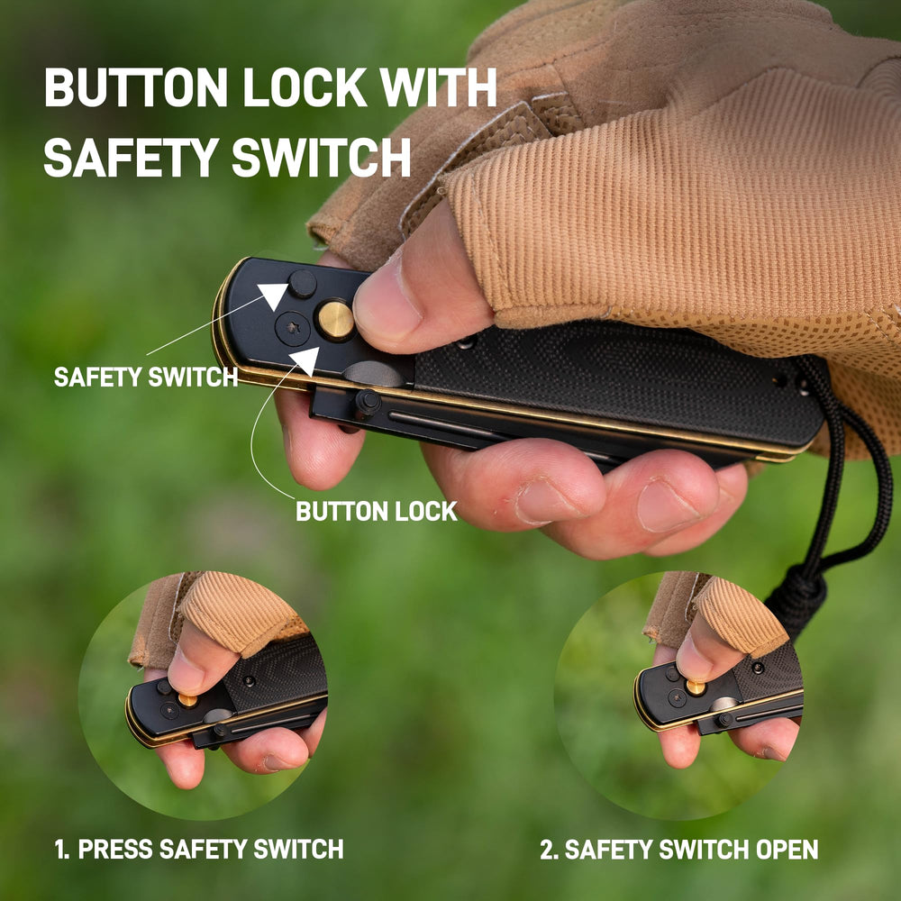 Artisan Cutlery Holm 1875P AR-RPM9 Steel Black Gold G10 Inlay Handle Folding Knives