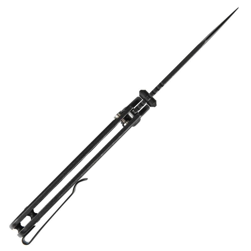 CJRB Bowie Pyrite J1942 AR-RPM9 Steel Blade Stone Wash Steel Handle Folding Knives, Black